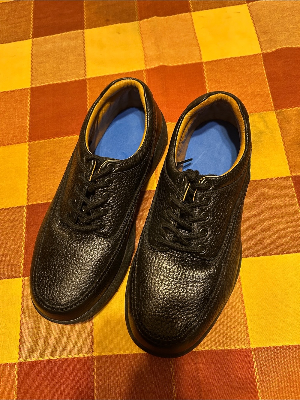 Dr Comfort Men's Black Leather Lace-Up Derbys with Blue Insole. Like New!